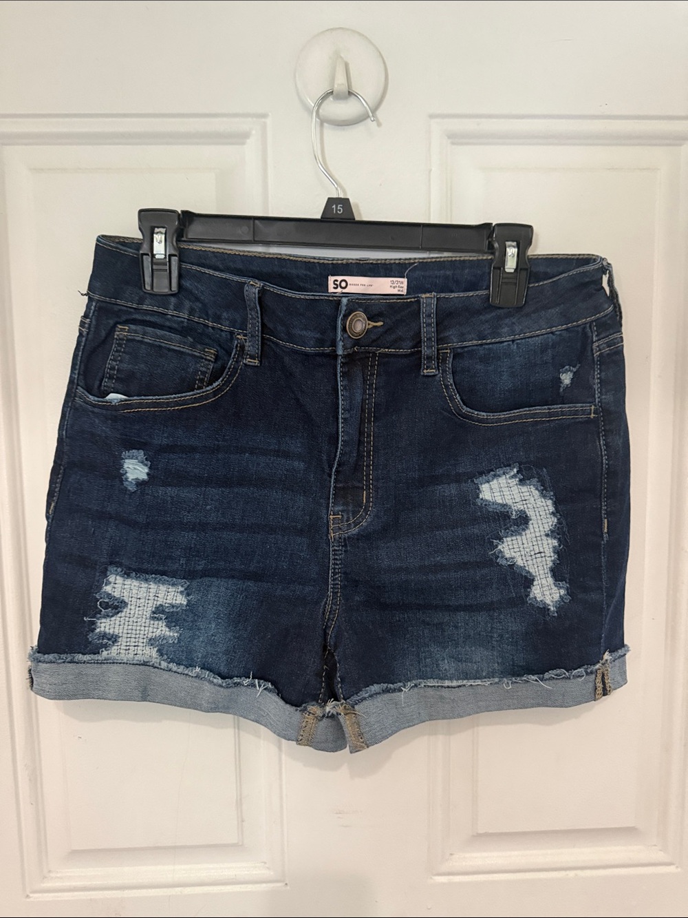 SO Dark Wash Distressed Denim Shorts